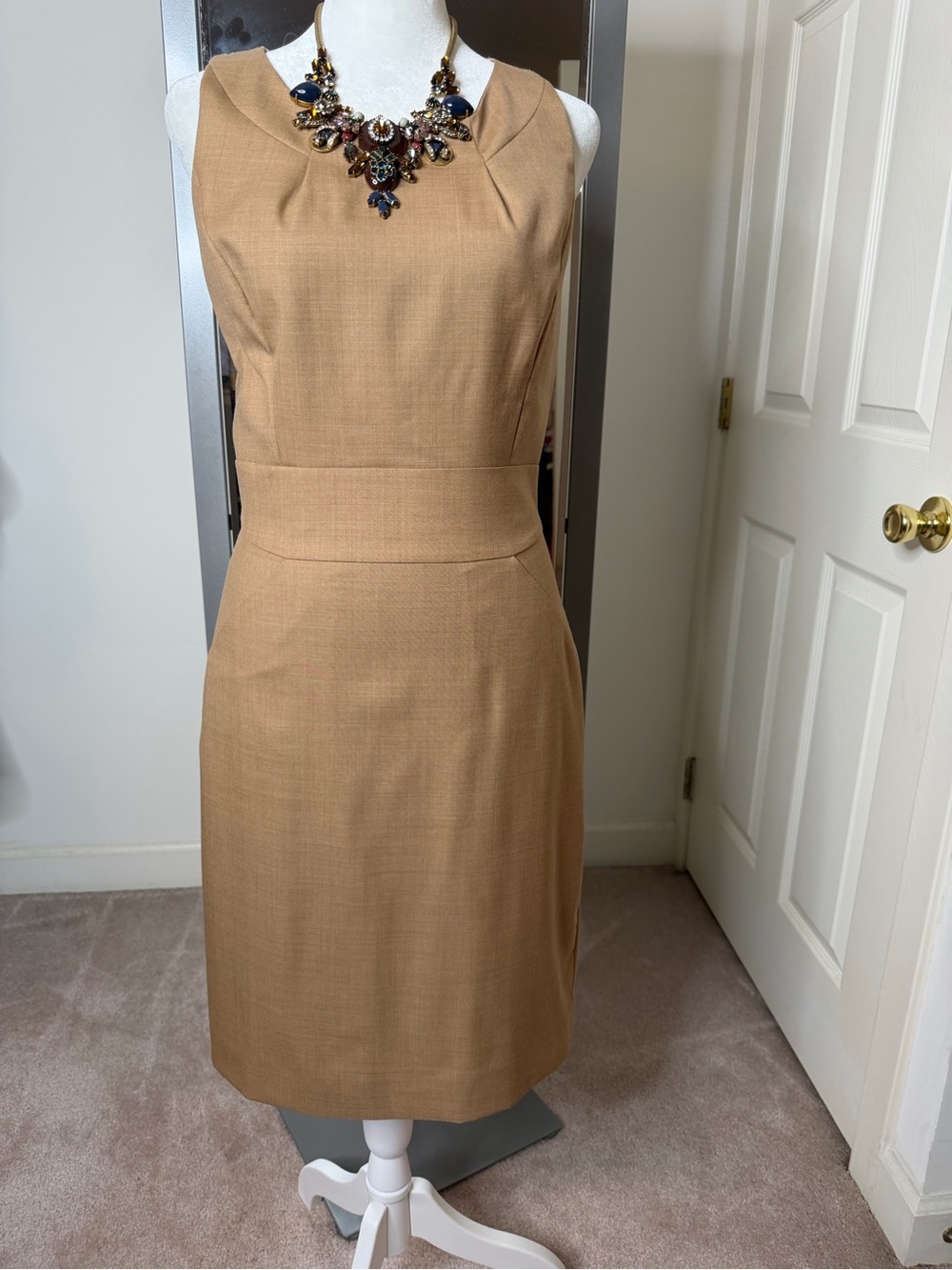 J. Crew Sleeveless Camel Sheath Dress